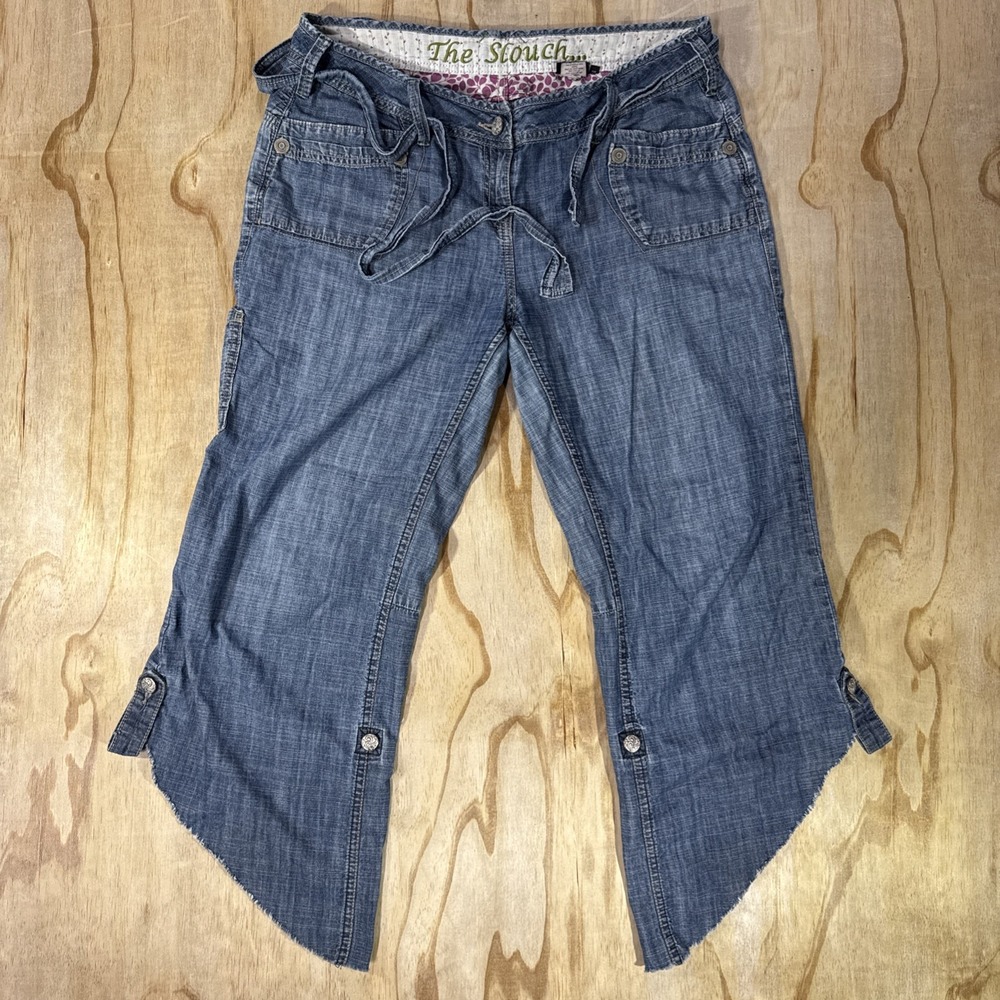 Women's Next The Slouch Jeans Cropped with Raw Hem Belt Size 16